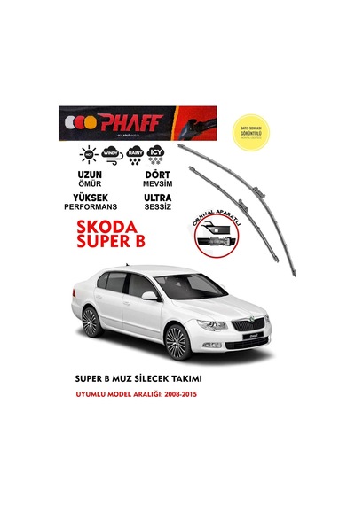 Skoda Super B 2014 Model Muz Silecek Seti 1.4 1.6 2.0 Motor Araca Özel Aparat