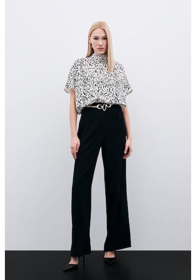 Sateen Yarasa Kol Desenli Bluz - Siyah-135740 Siyah