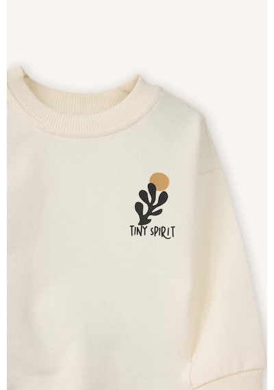 Defacto Erkek Bebek Slogan Baskılı Sweatshirt Kumaşı 2li Takım G6390a526sper98 Ekru-er98