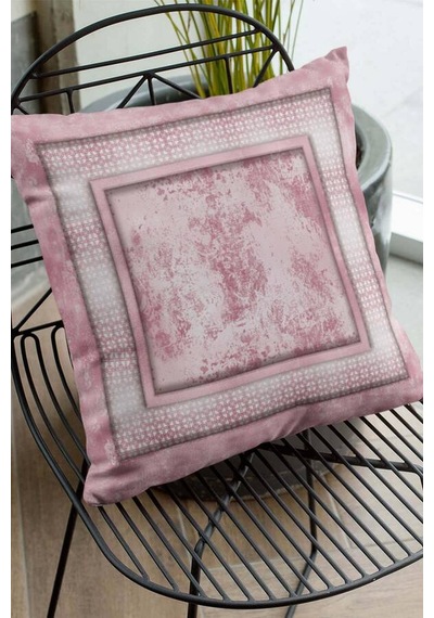 Pembe Çerçeveli Çift Taraflı Yastık Kırlent Kılıfı Krl400n11