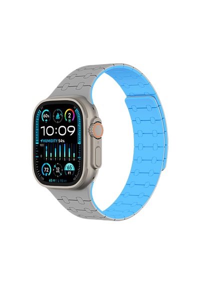 Watch 7 45mm Amazingthing Smoothie Sport Magnetik Tak Çıkar Silikon Strap Kayış Gri-mavi