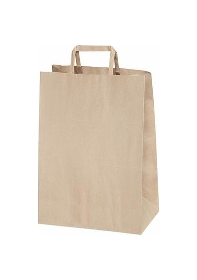 Flat Saplı Kraft Kağıt Çanta 32X21X26 - 25 Adet