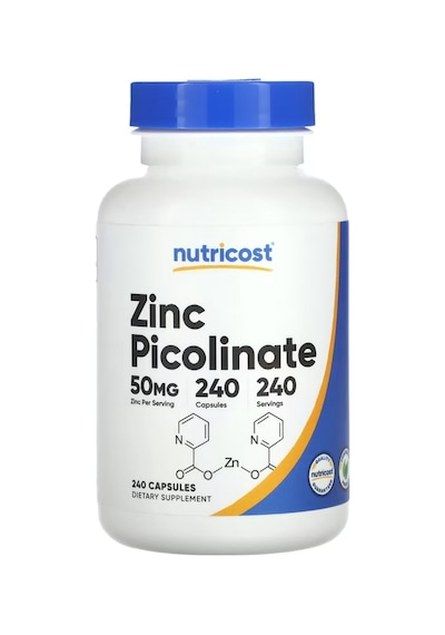 Nutricost Zinc Picolinate 50mg 240 Vegetarian Capsules - Gl...