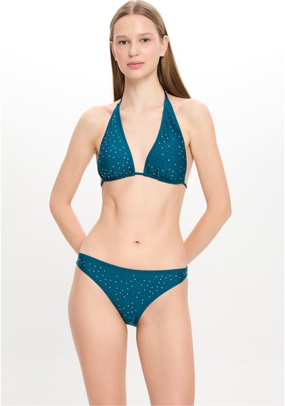 Toosalty Kadın Taşlı Geniş Üçgen Bikini Takımı 25sw028st Yeşil