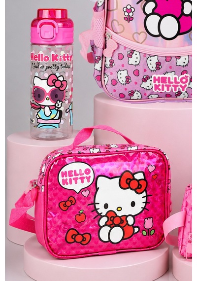 X Dekomus Lisanslı Hello Kitty Tek Bölmeli Küçük Boy Anaokul,kalem Ve Beslenme Çantası,beslenme Kabı,matara Seti Altın