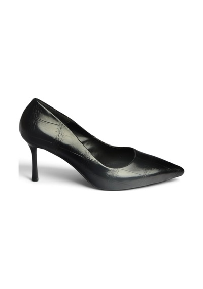 Fox Shoes Z676050011 Siyah Kroko Baskılı İnce Topuklu Kadın Stiletto Ayakkabı