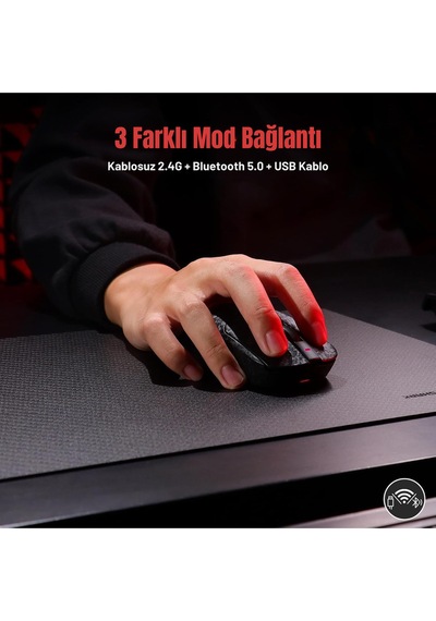 Aj199 Karbon Fiber 3 Modlu Ultra Hafif 24.000 Dpı, Oyuncu Mouse Paw3311 Sensör-500 Mah Batarya Diğer