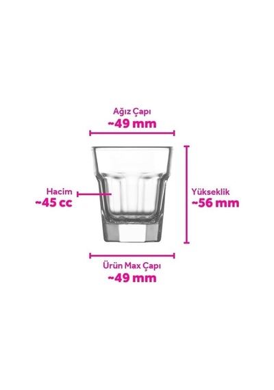 Aras 6'li Likör Bardağı, Aras, Ara209f45 Cc, Şeffaf Çok Renkli