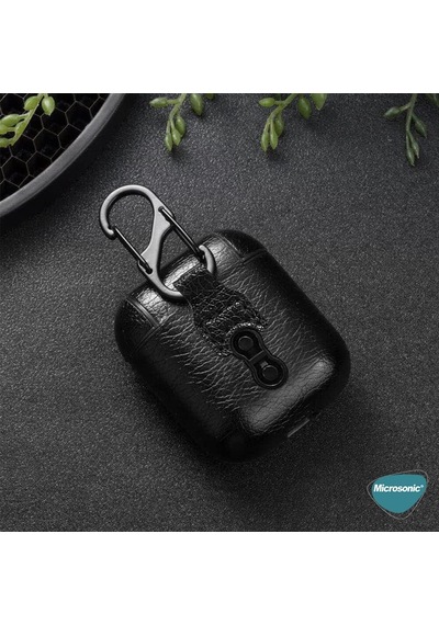 Airpods Pro 2.nesil İçin Kılıf Litchi Texture Siyah Airpods Pro 2. Nesil İle Uyumlu Kılıf - Siyah