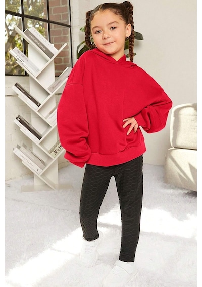 Uyguntarz Çocuk Baskılı Sweatshirt Unisex Kırmızı