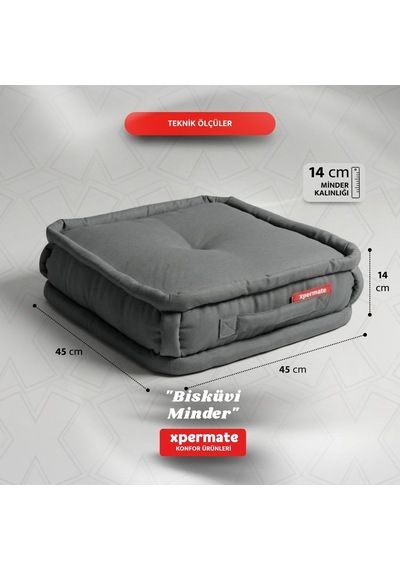 Xpermate Bisküvi Minder Petek Önü Fransız 45x45x14 Antrasit