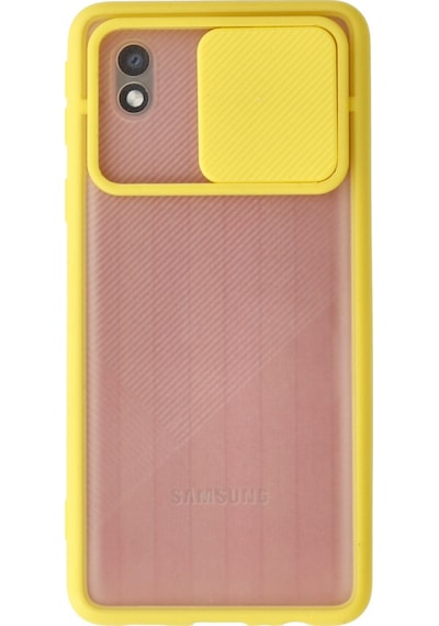 Galaxy A01 Core Kılıf Palm Buzlu Kamera Sürgülü Silikon - Sarı
