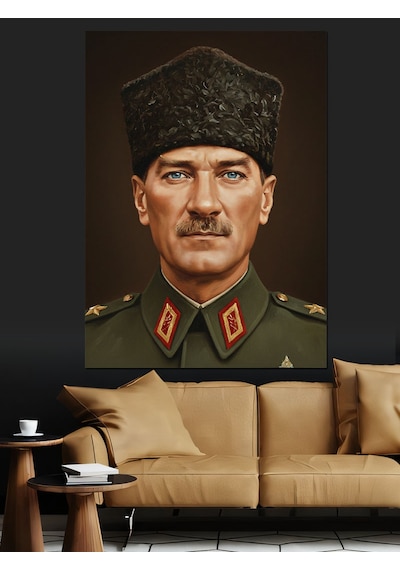 Ahşap Tablo Osmanlı Subayı Atatürk Askeri Portre Dekoratif Tablolar