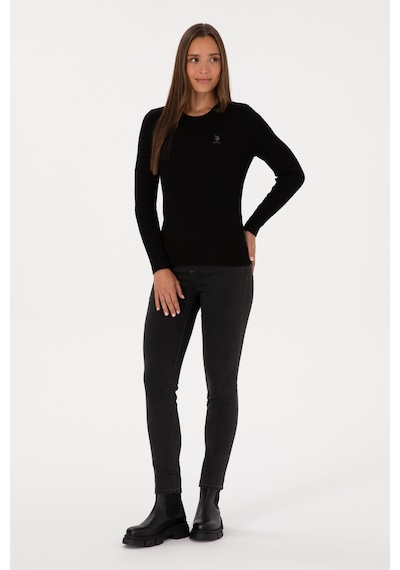 U.S. Polo Assn. Kadın Siyah Bisiklet Yaka Basic Kazak 50307763-VR046