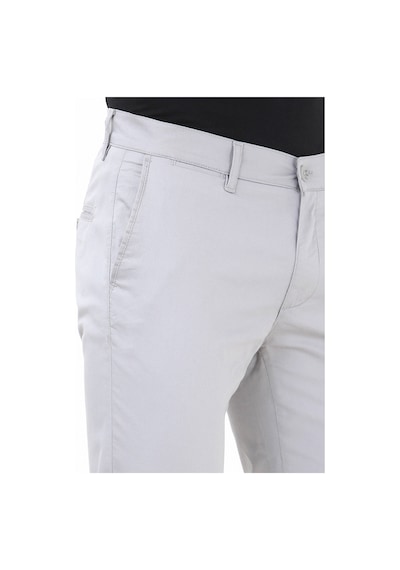 Kip Açık Gri Düz Dokuma Slim Fit Casual Pamuk Karışımlı Pantolon 001