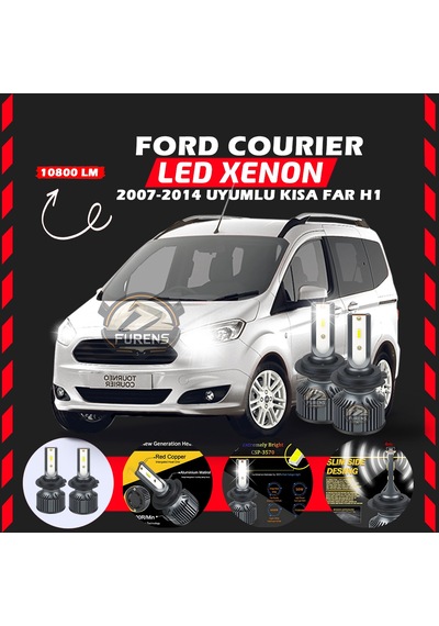 Ford Courier 2007-2014 Kısa Far Uyumlu Şimşek Etkilii Led Xenon Premium Series H1