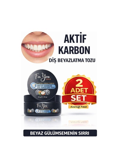 Aktif Karbon Diş Temizleme Tozu 50 Gr Extra Beyazlatıcı Diş Tozu + Nane 2adet