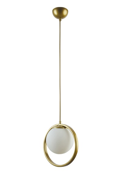 Nina Modern Salon - Mutfak - Yatak Odası Metal Halkalı Kapalı Camlı Tekli Avize Gold Gold