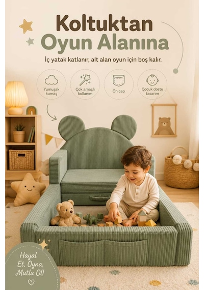 Mini Nest 6 Sı 1 Arada Modüler Bebek Oyun Parkı, Park Yatak, Beşik, Baza, Oyun Alanı Ve Top Havuzu
