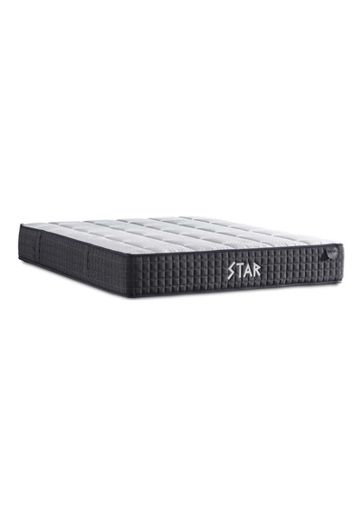 Star Yatak Seti 200x200 Cm Çift Kişilik Yaylı Sert Ortopedik Yatak Antrasit Lüks Baza Başlık Takımı
