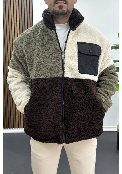 Edwox Erkek Tam Oversize Geniş Kalıp Peluş Mont Edw446 Renkli