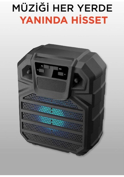 1397 Siyah 6,5 İnc Rgb Ledli Taşınabilir Bluetooth Hoparlör Parti Speaker