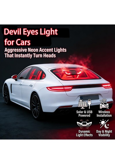 Vantuzlu Solar Güneş Enerjili Ve Şarj Edilebilir Devil Eyes Araç Işıkları Ön/arka/yan Cam İçin Usb Bağlantılı Led Işıkları Kırmızı-sarı