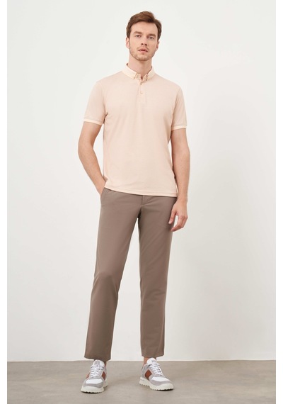 Morven Erkek Somon Trend Merserize Düz Düğmeli Yaka Dynamic Fit T-shirt 24ys018011156 Somon