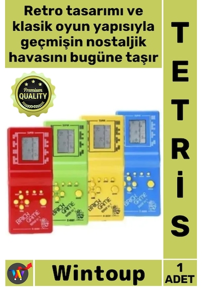 Tetris Retro 90lar Klasik Oyun Konsolu Pilli Taşınabilir Şık  Tetris Nostaljik El Atarisi
