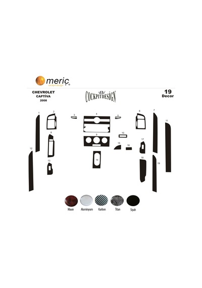 Meriç Chevrolet Captiva Ön Torpido Kaplama 19 Parça 2007-2012 (530158172)