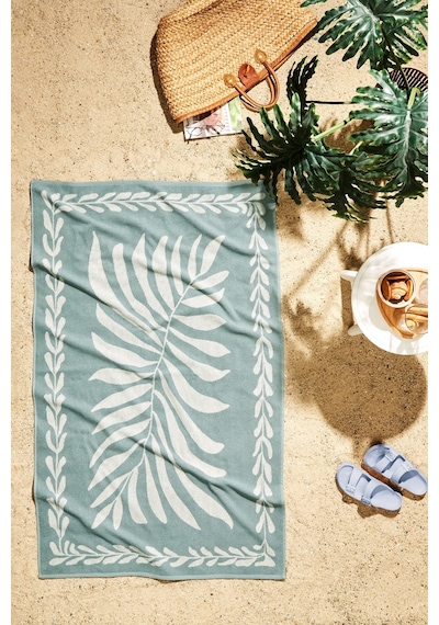 Özdilek Boho Leaf Plaj Havlusu 90x150 -yeşil