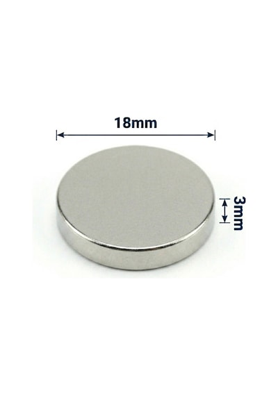 25 Adet - 18x3 Mm Neodyum Mıknatıs Neodim Magnet Yuvarlak