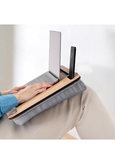 Ls014 Minderli Laptop Sehpası Meşe Gri