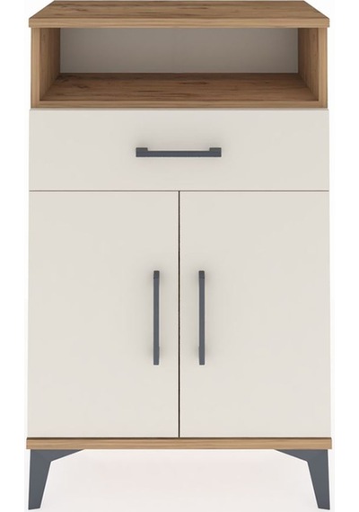 Arges Komodin 2 Raflı Tek Çekmeceli 2 Kapaklı 60x30x96 Çam-ay... Çam