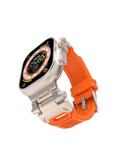Watch 42mm Clo- Krd-108 Metal Başlıklı Silikon Kordon-starlight-turuncu
