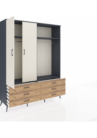 Hyperion Gardrop 4 Raflı 6 Çekmeceli 2 Askılı 176x44x221 Antrasit-aytaşı/çam Aytaşı/çam Hyperion Gardrop 4 Raflı 6 Çekmeceli 2 Askılı 176x44x221 Antrasit-aytaşı/çam Aytaşı/çam
