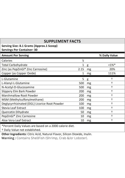 Healthy Gut Berry Pepzingı Zinc Carnosine Copper L-glutamine L-alanyl-l-glutamine N-acetyl-d-glucosamine Slippery Elm Bark Msm Dgl Licorice Stevia Quercetin Carnosine Aloe Vera Healthy Gut Berry Pepzingı Zinc Carnosine Copper L-glutamine L-alanyl-l-glutamine N-acetyl-d-glucosamine Slippery Elm Bark Msm Dgl Licorice Stevia Quercetin Carnosine Aloe Vera