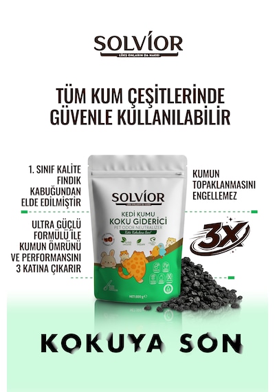 Solvior Kedi Kumu Koku Giderici Aktif Karbon 500 Gr