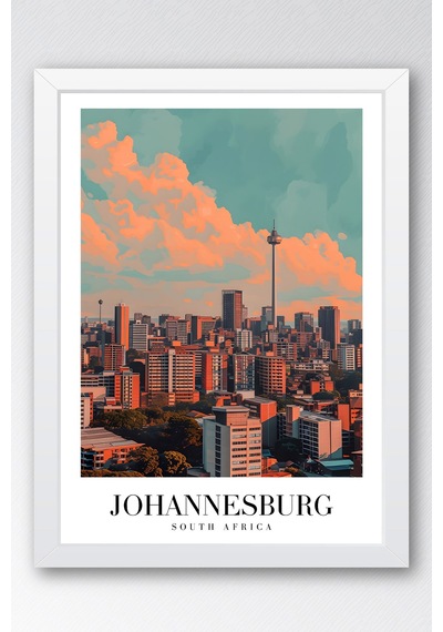 Johannesburg South Africa Vintage Seyahat Posteri Çerçeveli Tablo - Premium City Elit Duvar Dekoru Beyaz Johannesburg South Africa Vintage Seyahat Posteri Çerçeveli Tablo - Premium City Elit Duvar Dekoru Beyaz