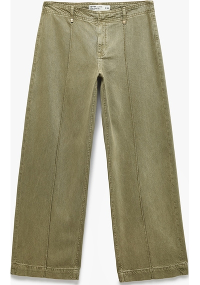 Koton Standart Bel Regular Fit Düğmeli Nervürlü Düz Paça Pantolon - Culotte Jeans Haki 7wal40044mw Koton Standart Bel Regular Fit Düğmeli Nervürlü Düz Paça Pantolon - Culotte Jeans Haki 7wal40044mw