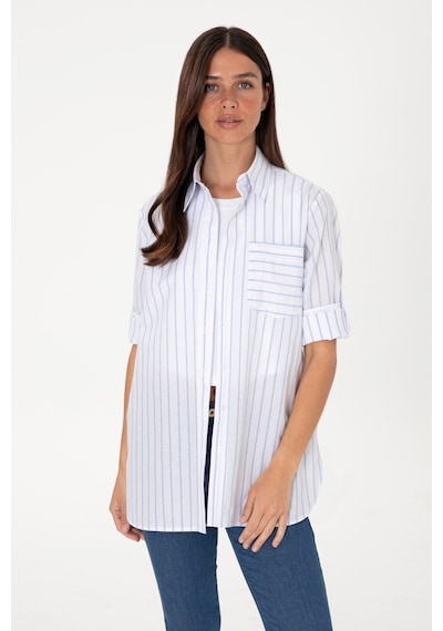 U.S. Polo Assn. Kadın Mavi Çizgili Uzun Kollu Tunik Gömlek 50306471-VR036 U.S. Polo Assn. Kadın Mavi Çizgili Uzun Kollu Tunik Gömlek 50306471-VR036