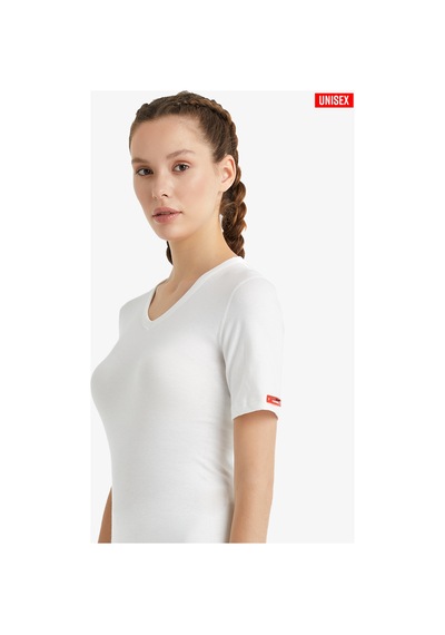 Blackspade Unisex Termal Tişört V Yaka, Isı Tutucu Kışlık İç Giyim 1263 Beyaz