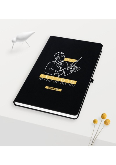 Kişiye Özel Diş Hekimi Temalı Siyah Defter - 4 Taba
