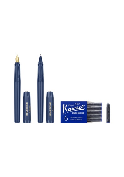 Moleskine X Kaweco Dolma Kalem Ve Tükenmez Kalem Seti Mavi Çok Renkli