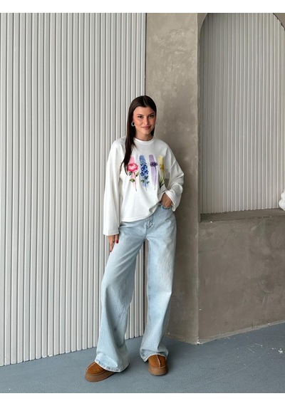 Trend Paris Kadın Bisiklet Yaka Geniş Kol Desenli Dökümlü Bluz Pembe