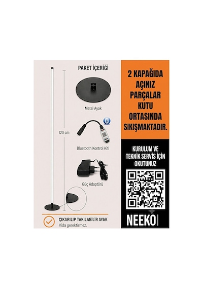 Neeko Phonix Mobıl Stıck Telefon Kontrol Oda Aydınlatma Sistemi Full Rgb Full Renk Çok Özellik Kumandasız 120 Cm