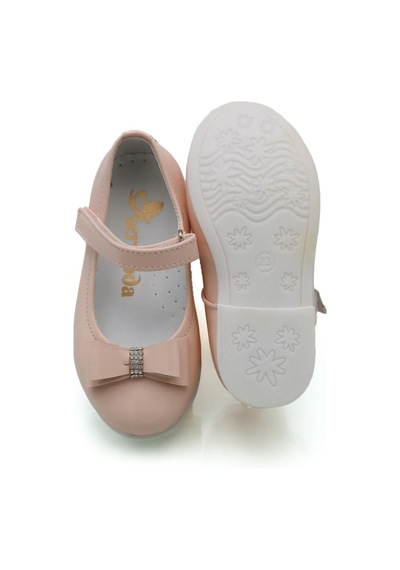 Sermoda Fiyonk Taş Detay Bebek Babet Pudra Pembe