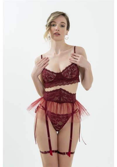 Magic Form 416 Kadın Bordo Dantelli Ip Detaylı Tek Külot Bordo - 338623967 Bordo