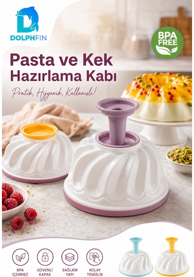 Pasta Ve Kek Hazırlama Kabı Bpa Free Kolay Çıkarma Aparatlı Tatlı Kalıbı Çok renkli