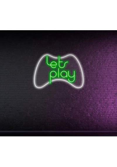 Lets Play Yazılı Ve Şekilli Neon Tabela Yeşil